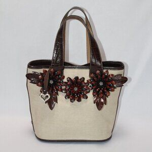 Vintage Brighton Collectables 2000 Canvas and Leather Floral Bag